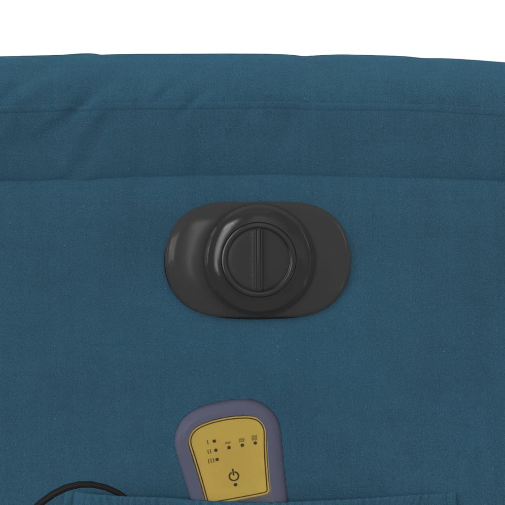 Poltrona de massagens reclinável elétrica veludo azul