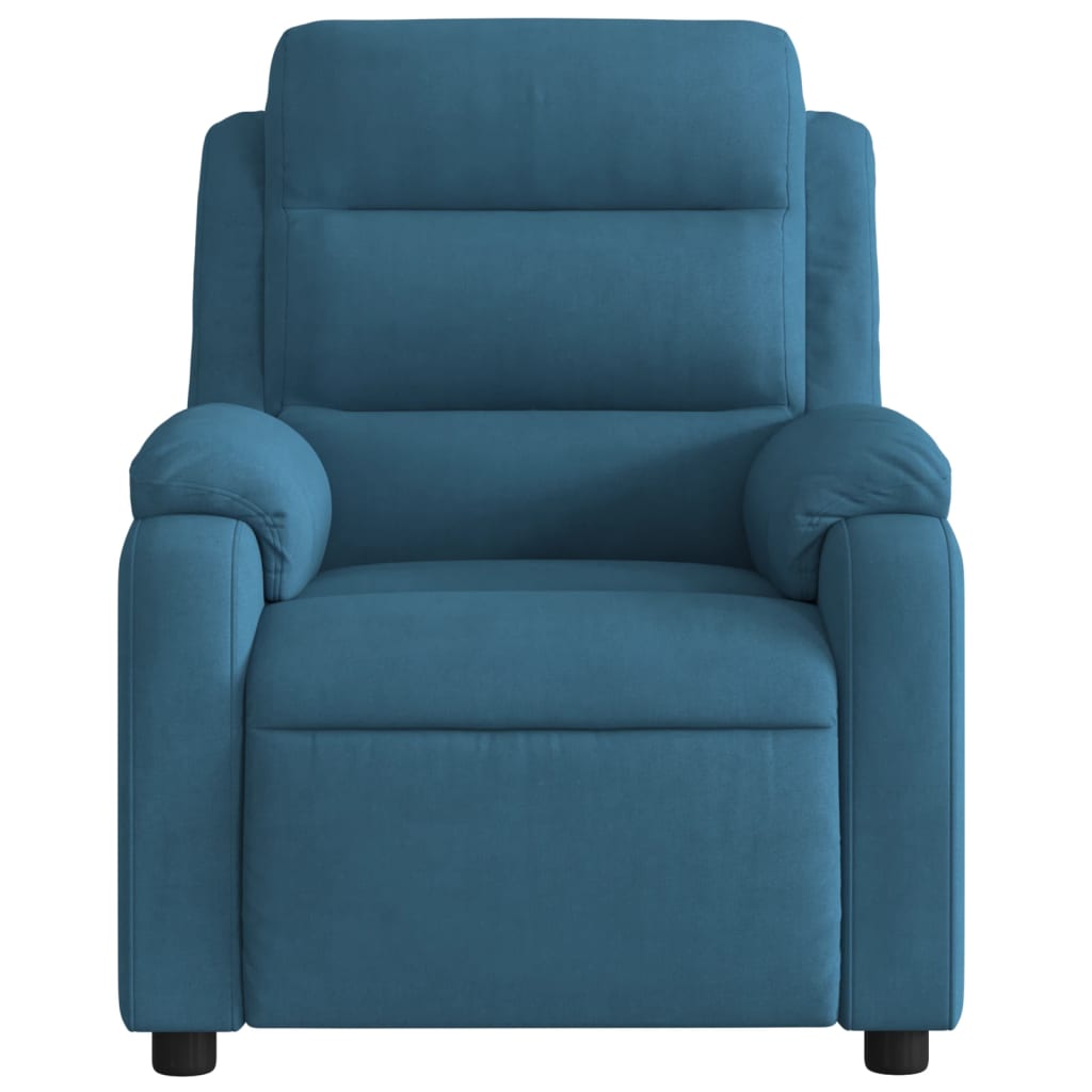 Poltrona de massagens reclinável elétrica veludo azul