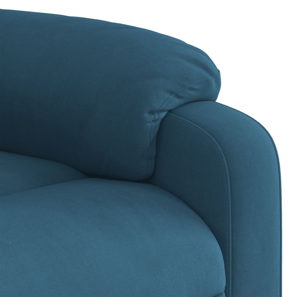 Poltrona de massagens reclinável elétrica veludo azul