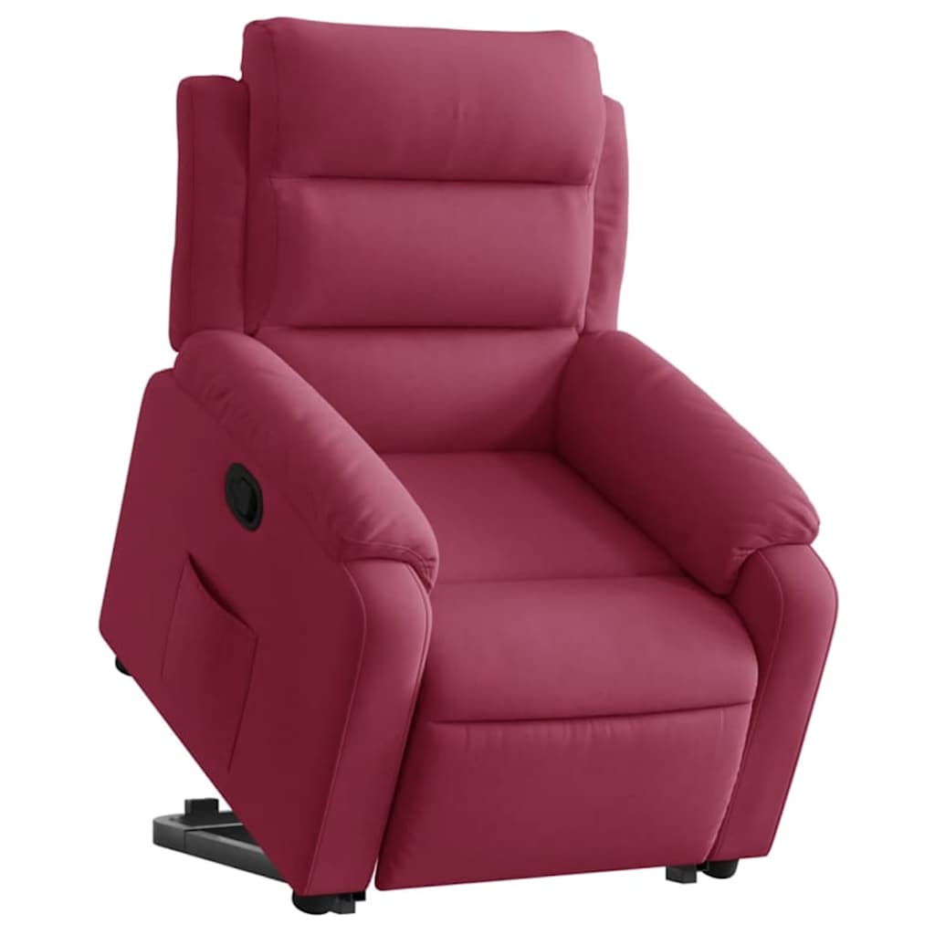 Poltrona massagens reclinável elevatória veludo vermelho tinto