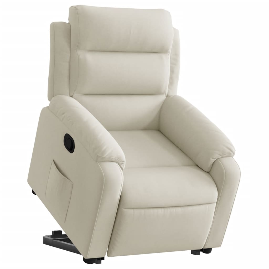 Poltrona reclinável elevatória veludo cor creme