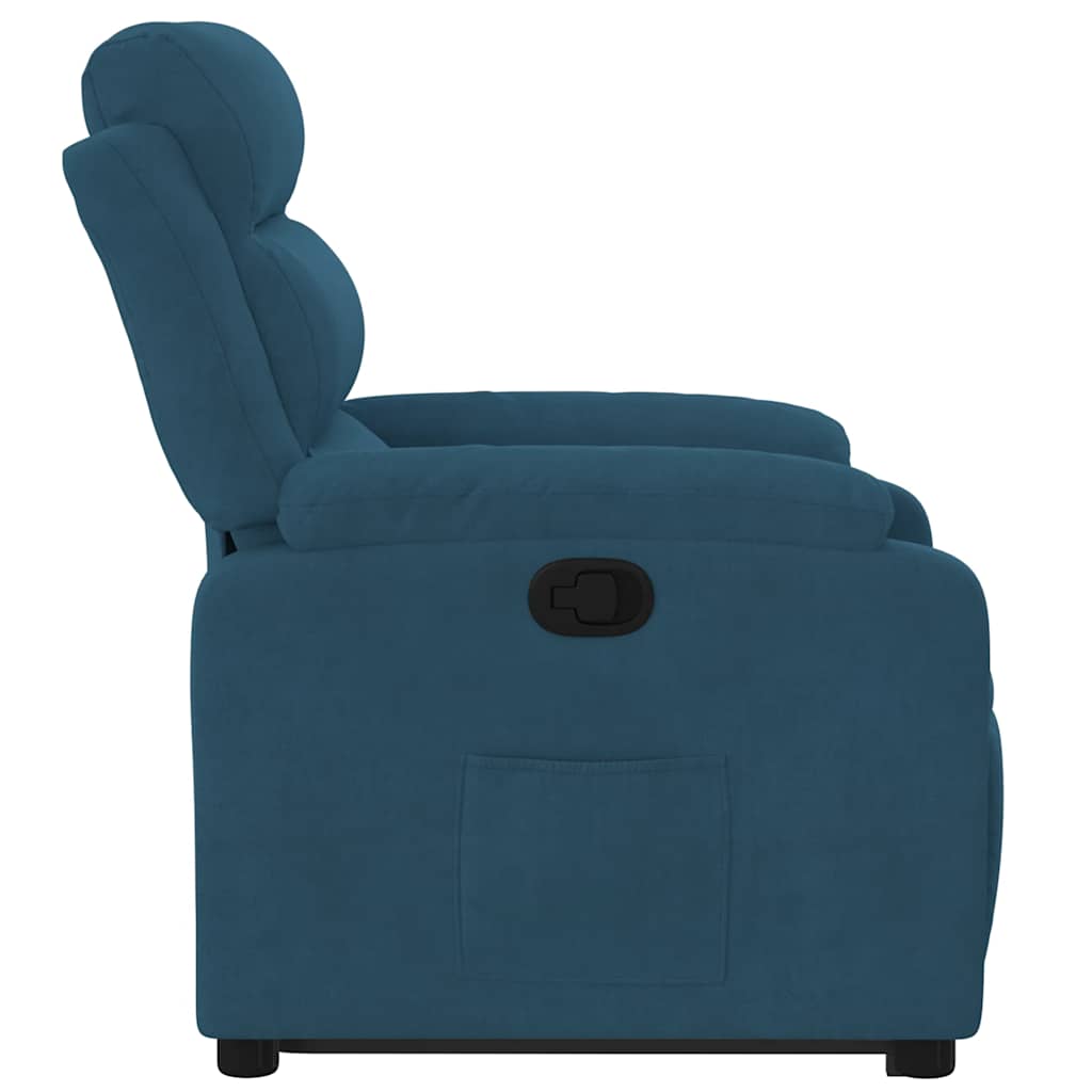 Poltrona reclinável elevatória veludo azul