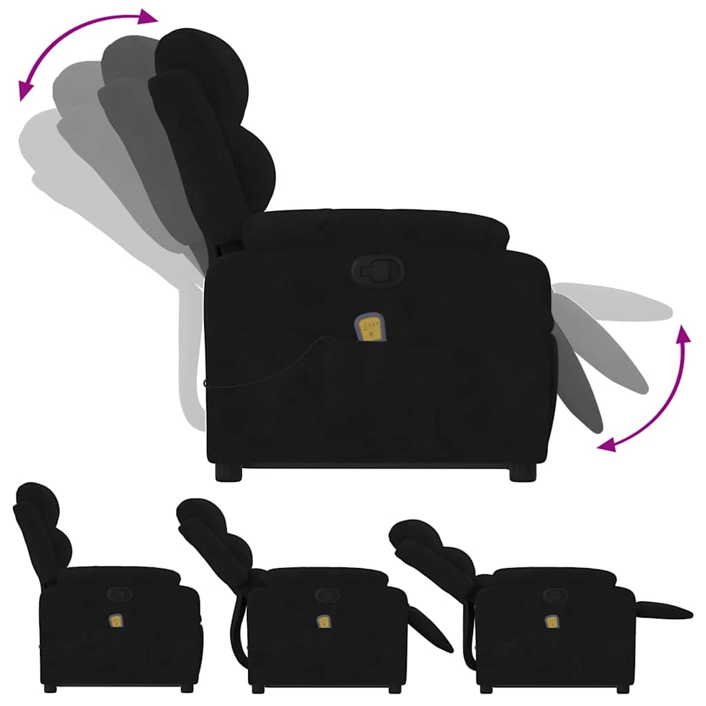 Poltrona elevatória de massagens veludo preto