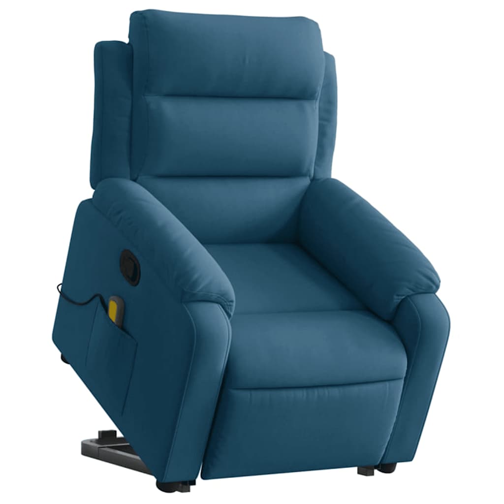 Poltrona elevatória de massagens veludo azul