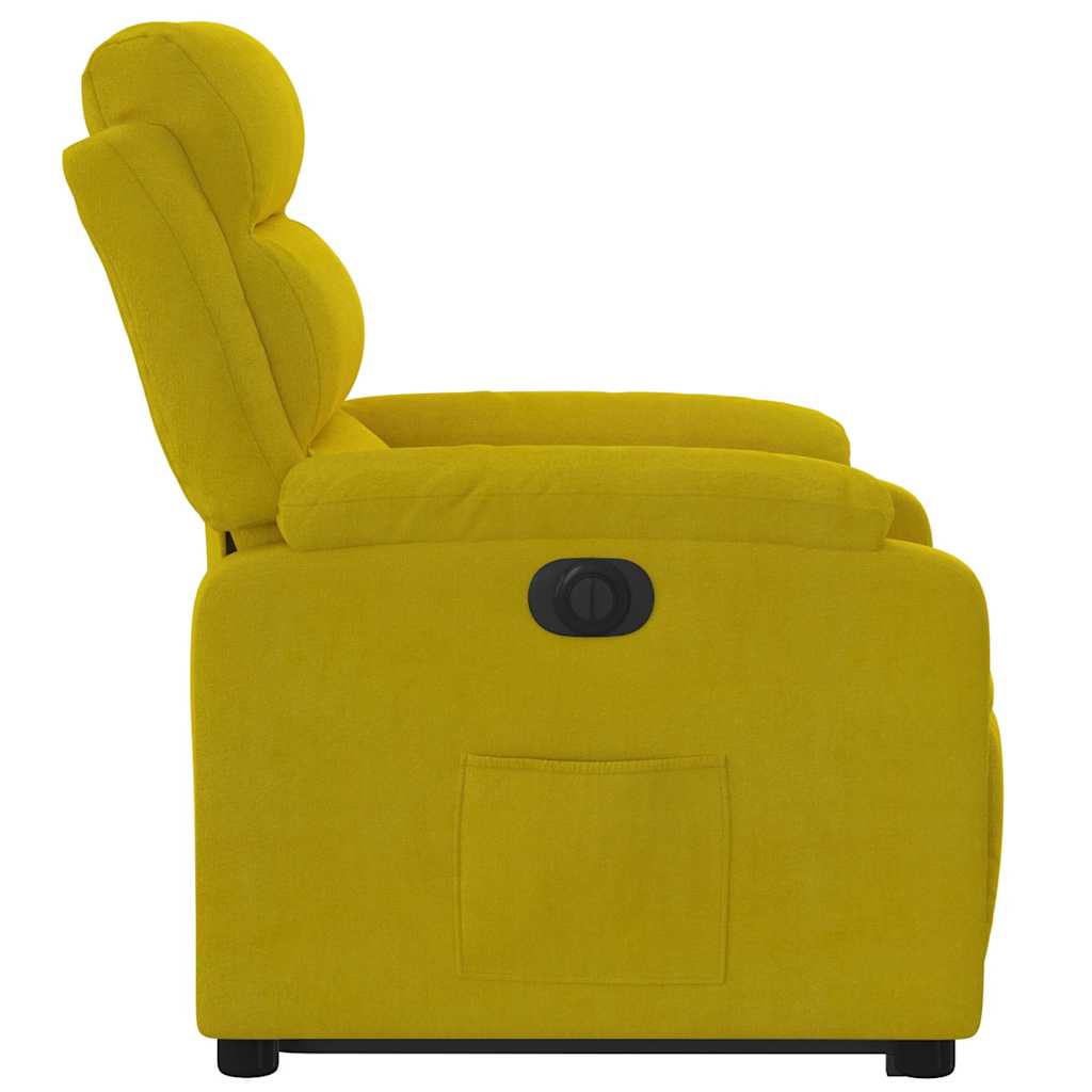Poltrona reclinável elevatória elétrica veludo amarelo