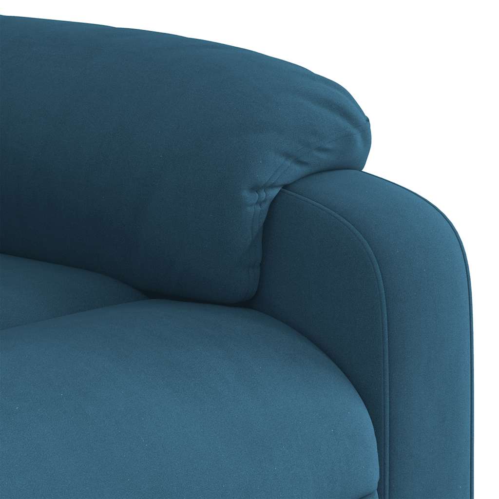 Poltrona reclinável elevatória elétrica veludo azul