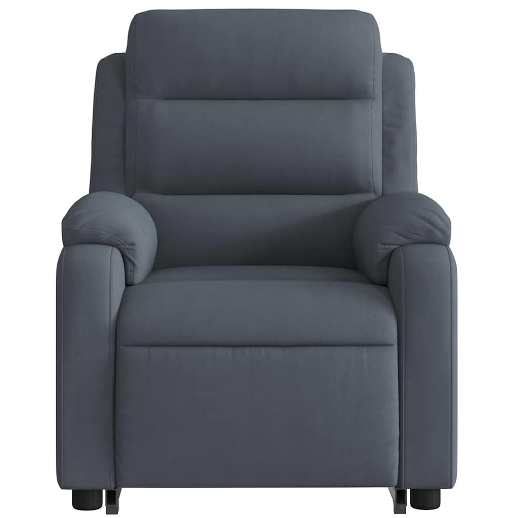 Poltrona massagens elevatória elétrica veludo cinzento-escuro
