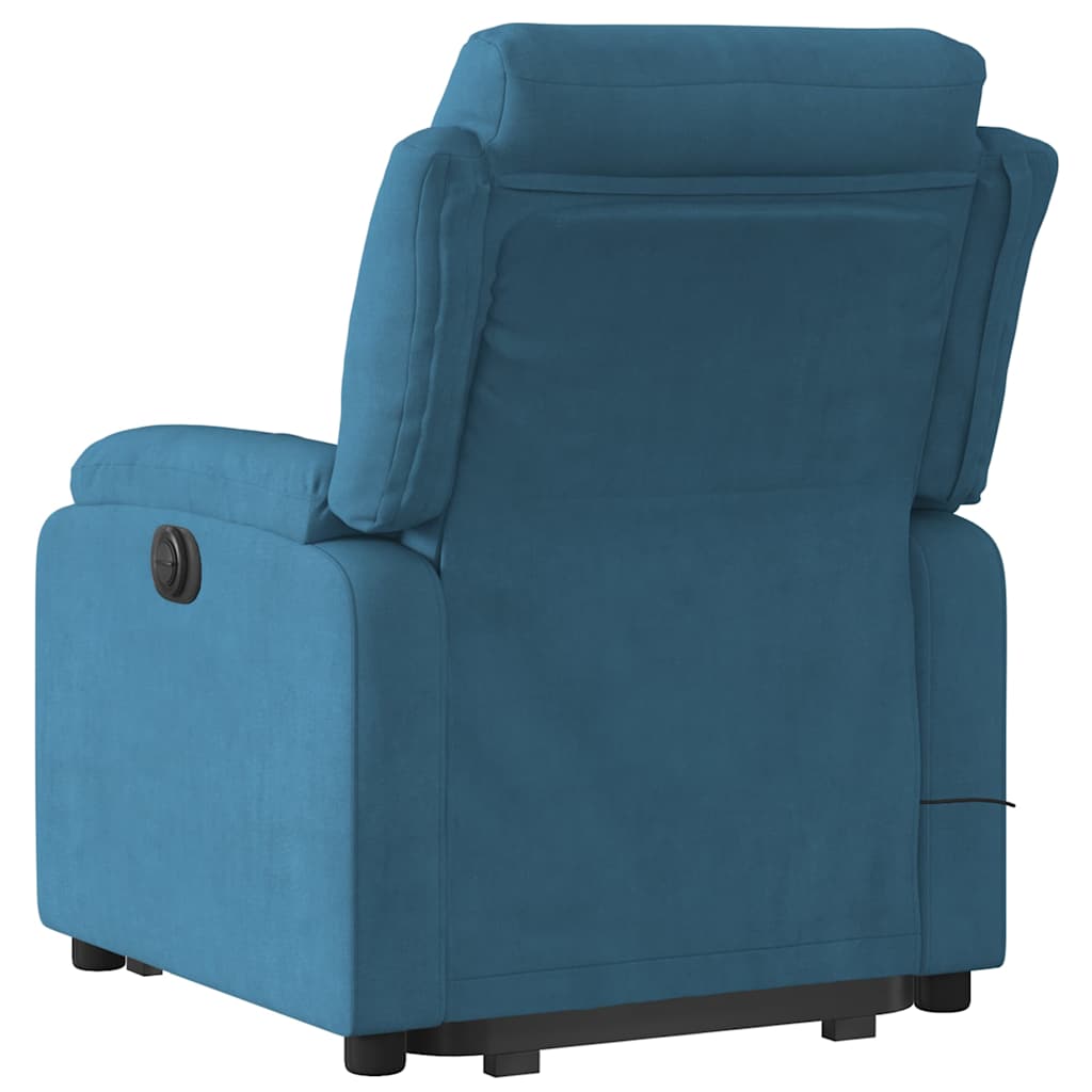 Poltrona massagens reclinável elevatória elétrica veludo azul