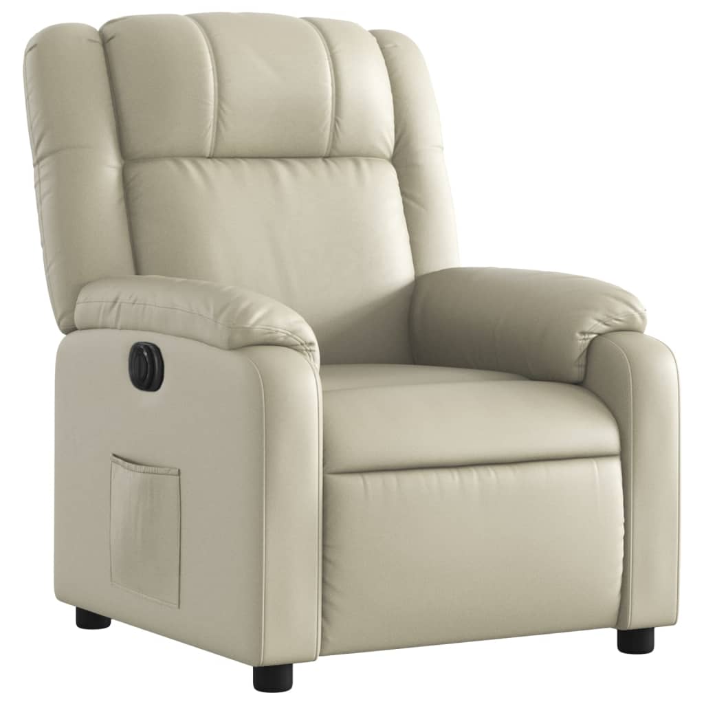 Poltrona reclinável elétrica couro artificial cor creme