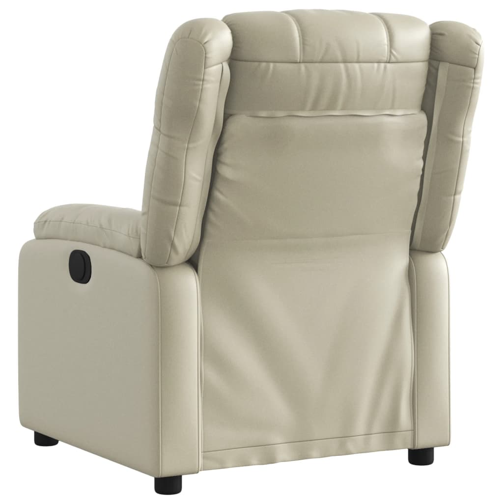 Poltrona reclinável elétrica couro artificial cor creme