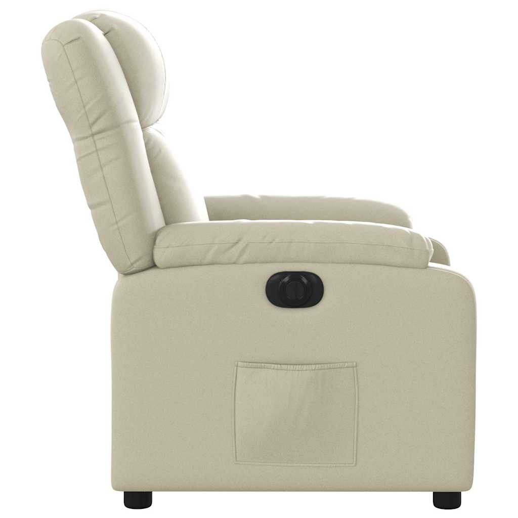Poltrona reclinável elétrica couro artificial cor creme