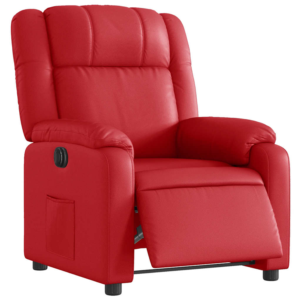 Poltrona reclinável elétrica couro artificial vermelho