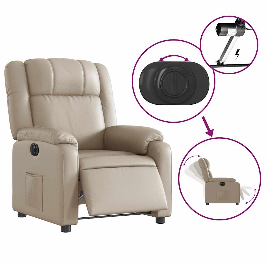 Poltrona reclinável elétrica couro artificial cor cappuccino