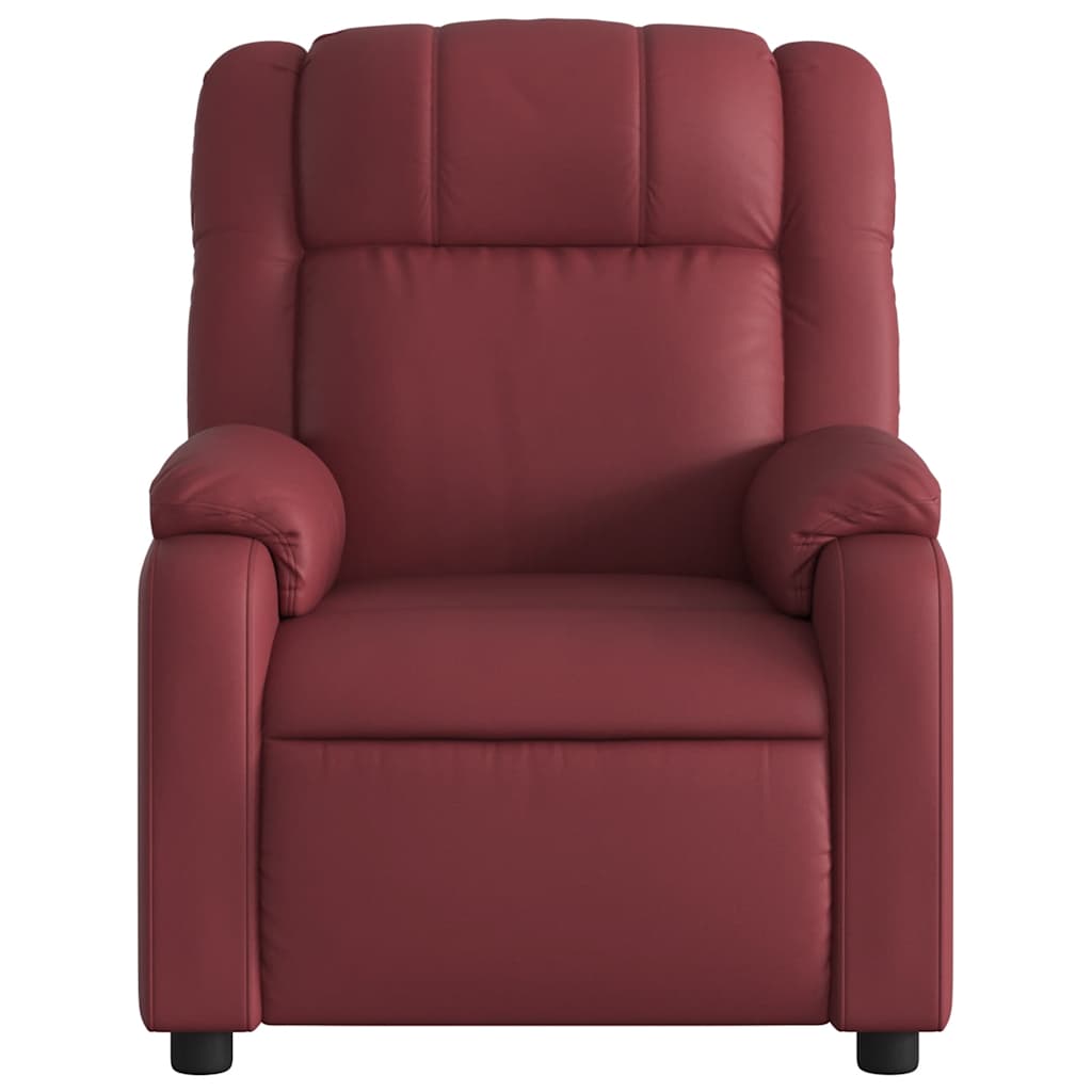Poltrona massagens reclin. elétrica couro artif. vermelho-tinto