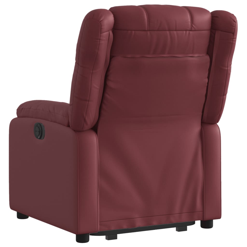 Poltrona reclinável elevatória couro artificial vermelho tinto