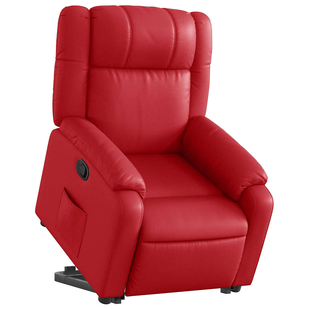 Poltrona reclinável elevatória couro artificial vermelho