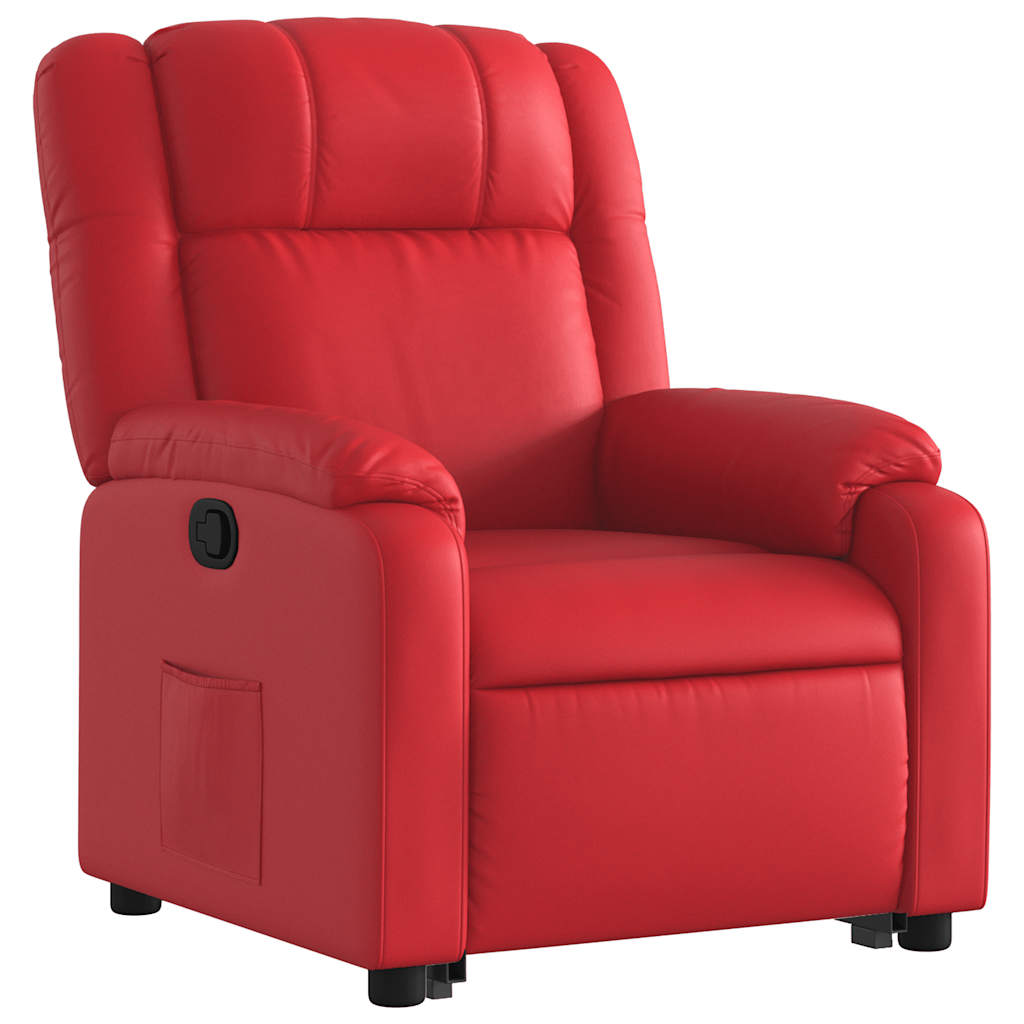 Poltrona reclinável elevatória couro artificial vermelho