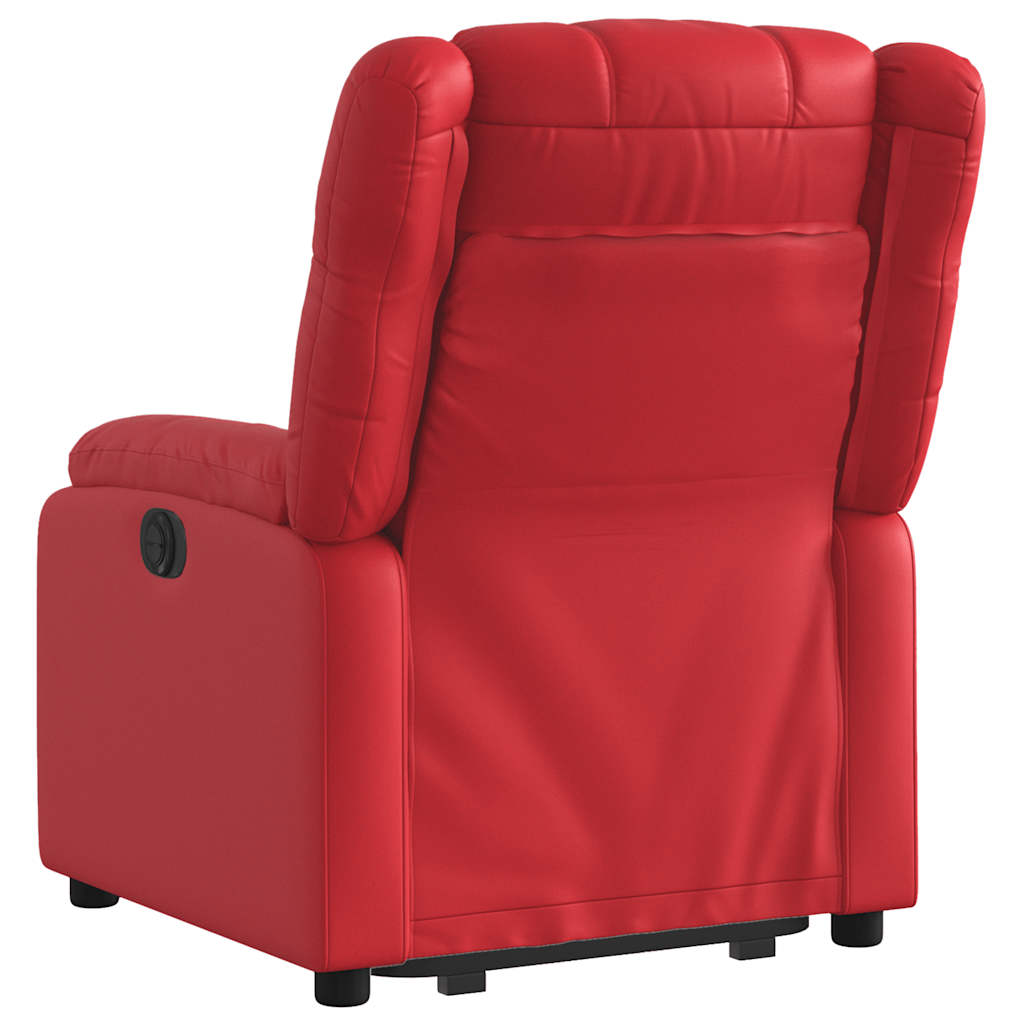 Poltrona reclinável elevatória couro artificial vermelho