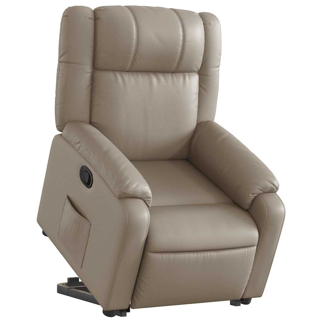 Poltrona reclinável elevatória couro artificial cor cappuccino