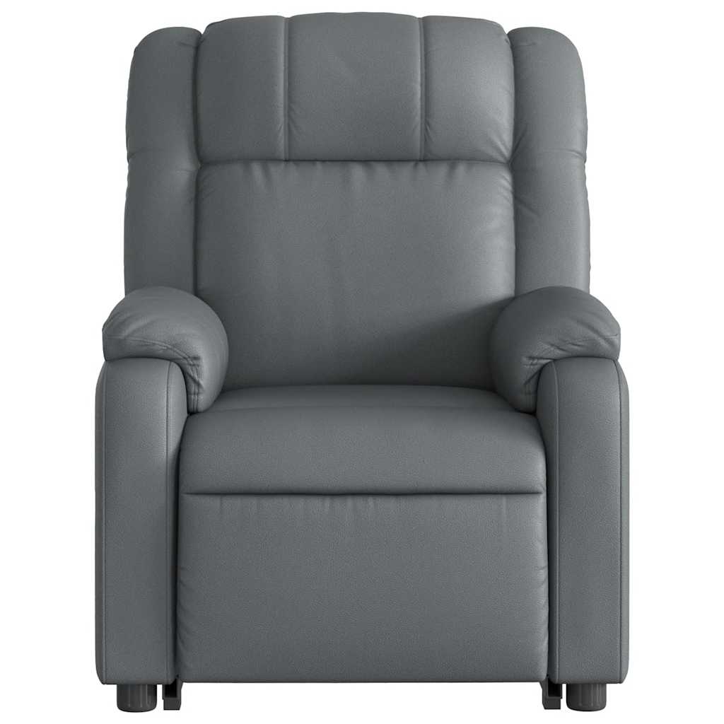 Poltrona massagens reclinável elevatória couro artif. cinzento