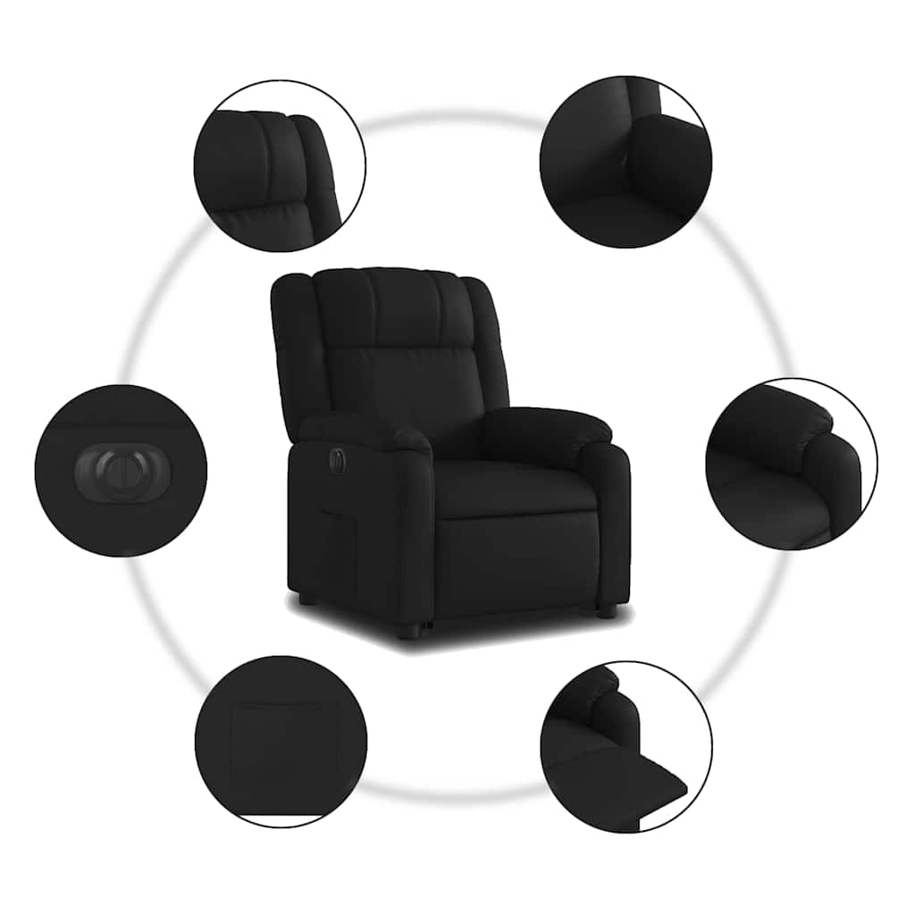 Poltrona reclinável elevatória elétrica couro artificial preto
