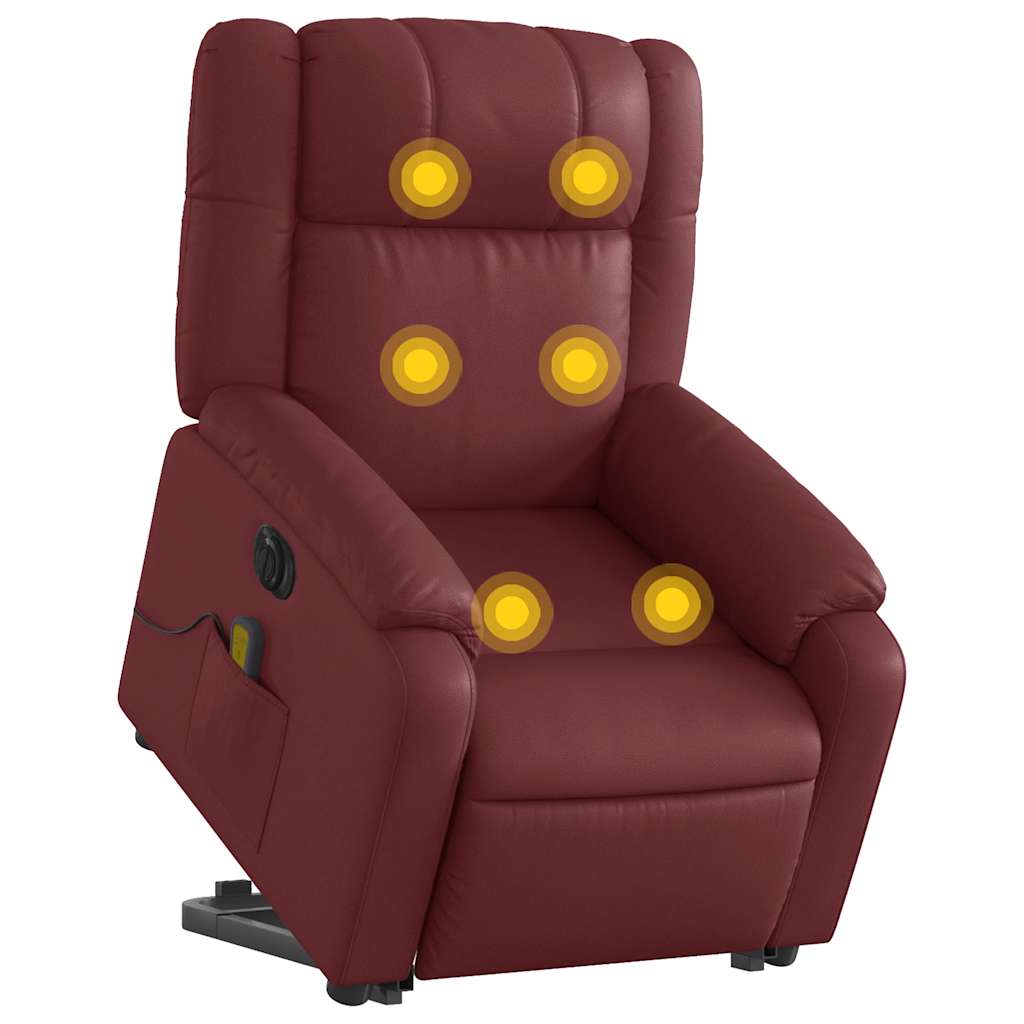 Poltrona reclin. elevatória elétrica couro artif vermelho-tinto