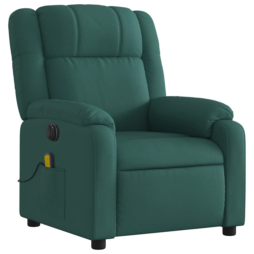 Poltrona reclinável de massagens elétrica tecido verde-escuro