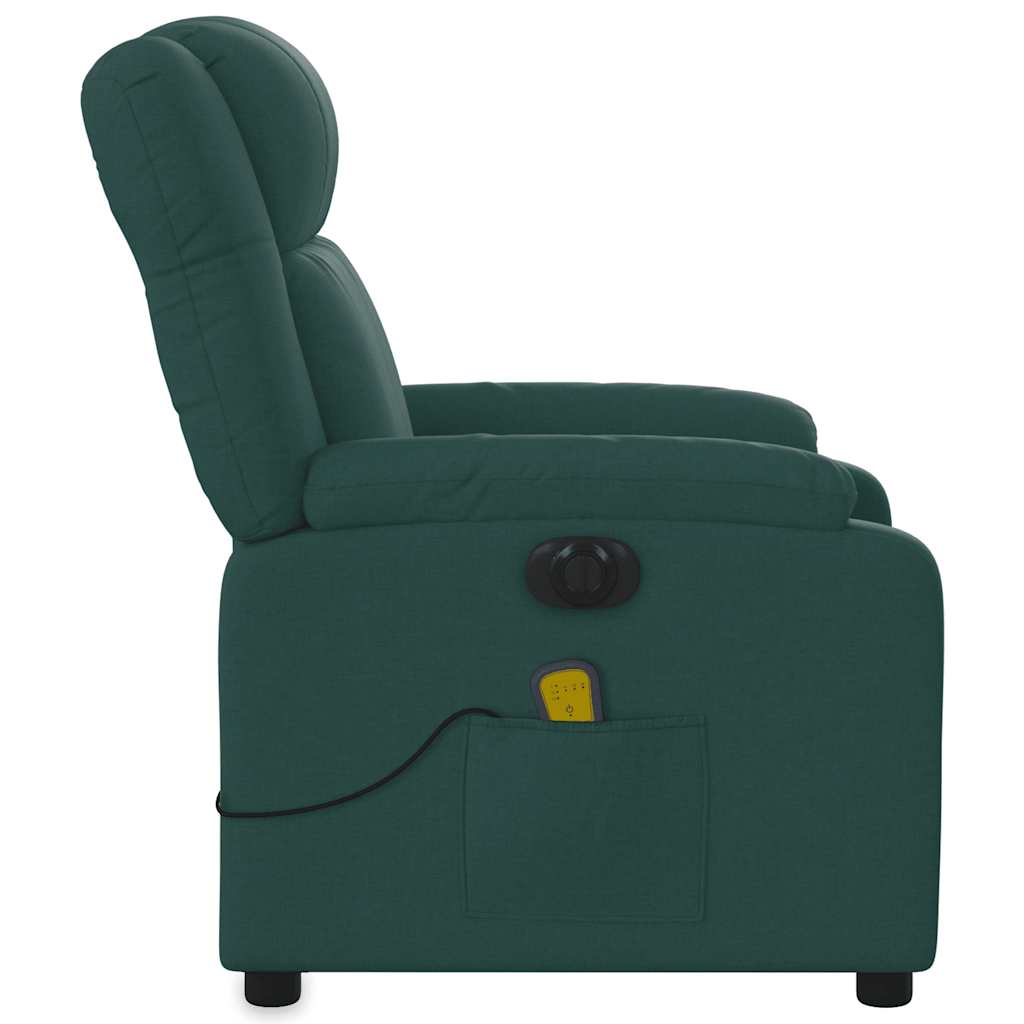 Poltrona reclinável de massagens elétrica tecido verde-escuro