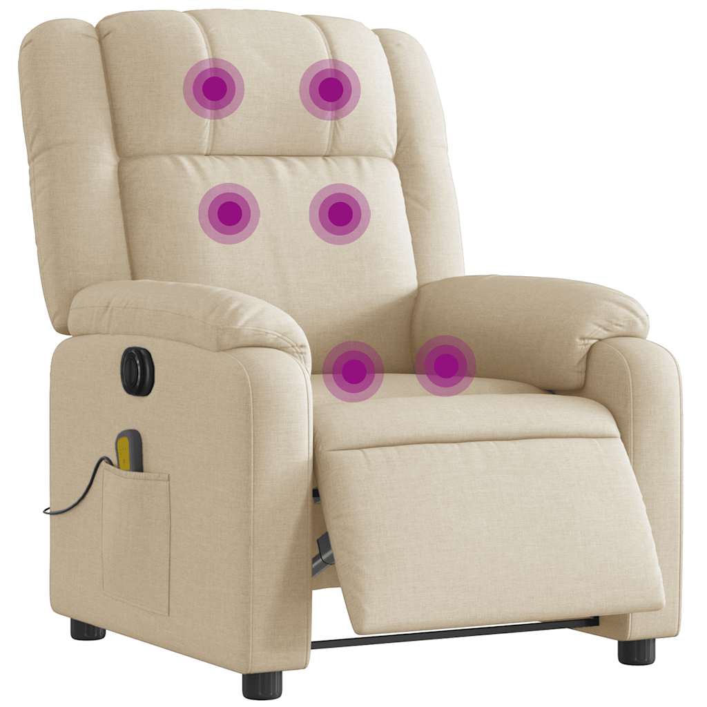 Poltrona de massagens reclinável elétrica tecido creme