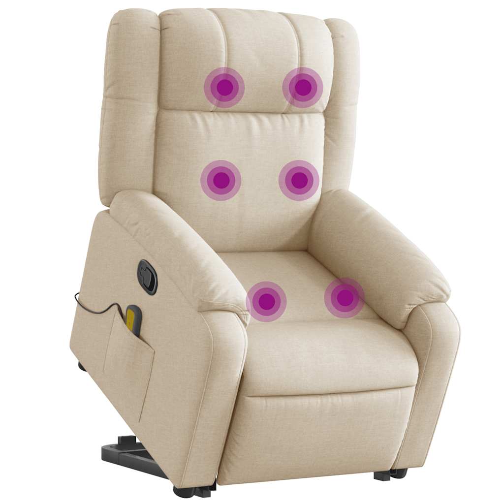 Poltrona elevatória de massagens tecido cor creme