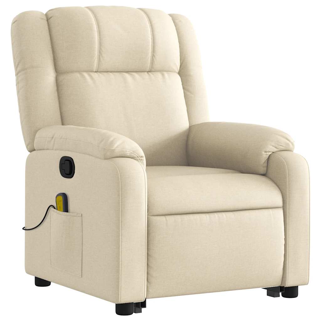 Poltrona elevatória de massagens tecido cor creme