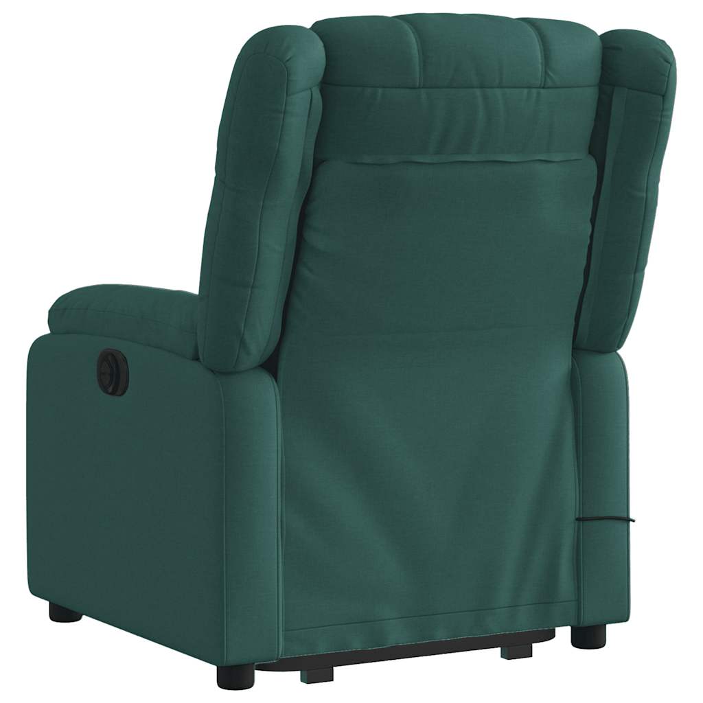 Poltrona elétrica elevatória massagens tecido verde-escuro
