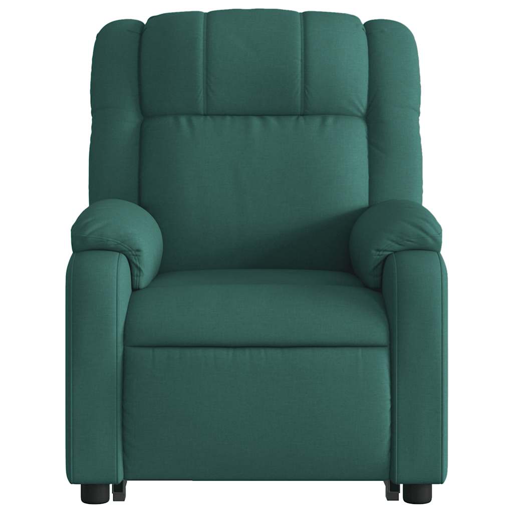 Poltrona elétrica elevatória massagens tecido verde-escuro