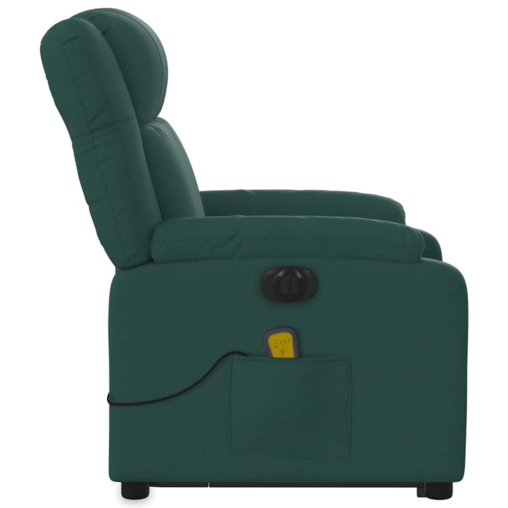 Poltrona elétrica elevatória massagens tecido verde-escuro