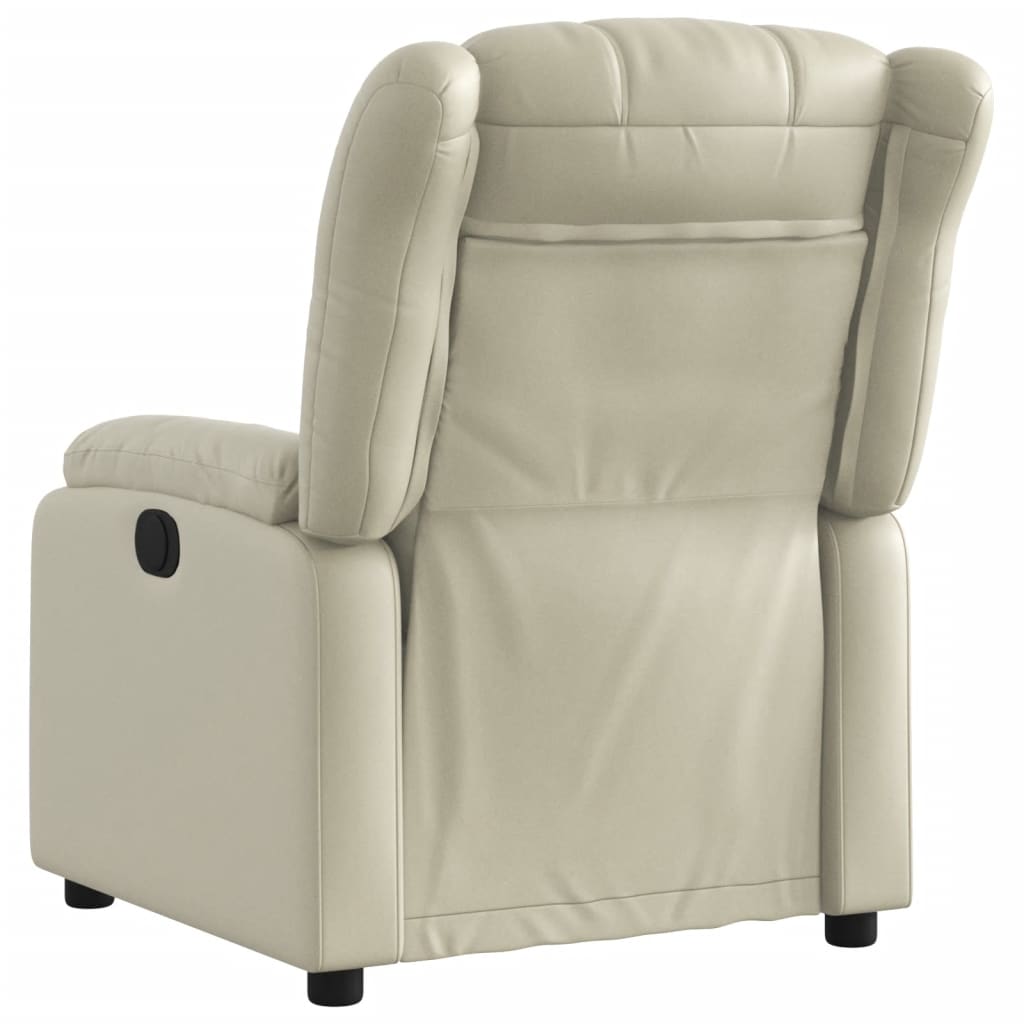 Poltrona reclinável elétrica couro artificial cor creme