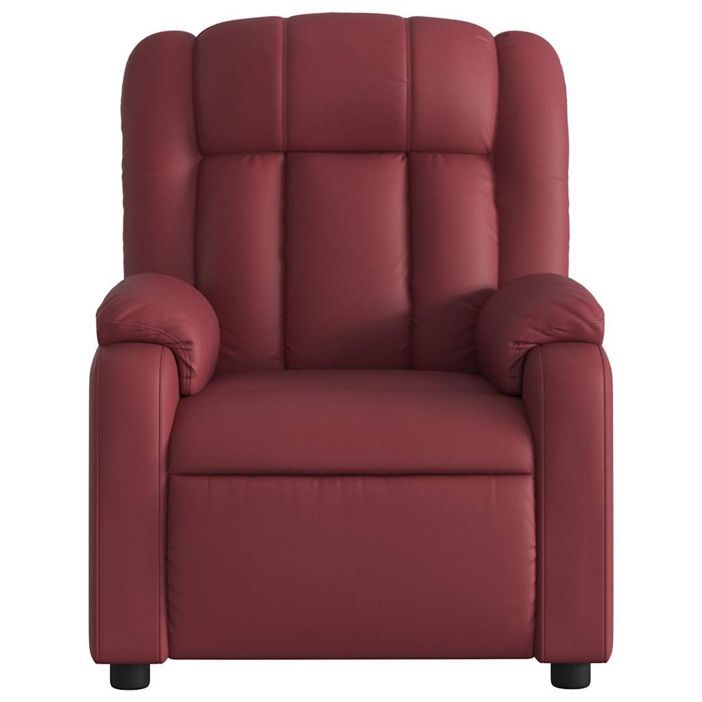 Poltrona reclinável elétrica couro artificial vermelho tinto
