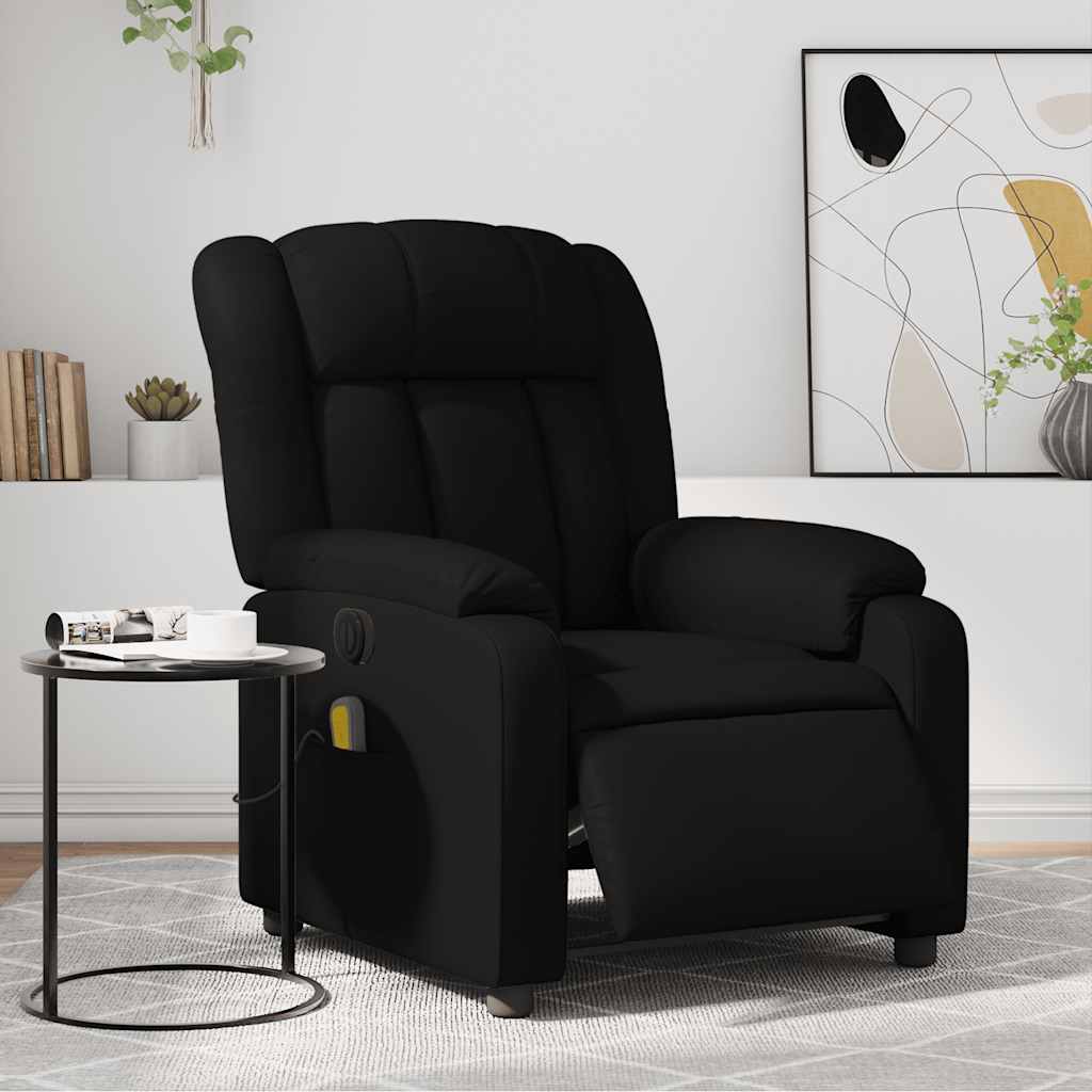 Poltrona massagens reclinável elétrica couro artificial preto