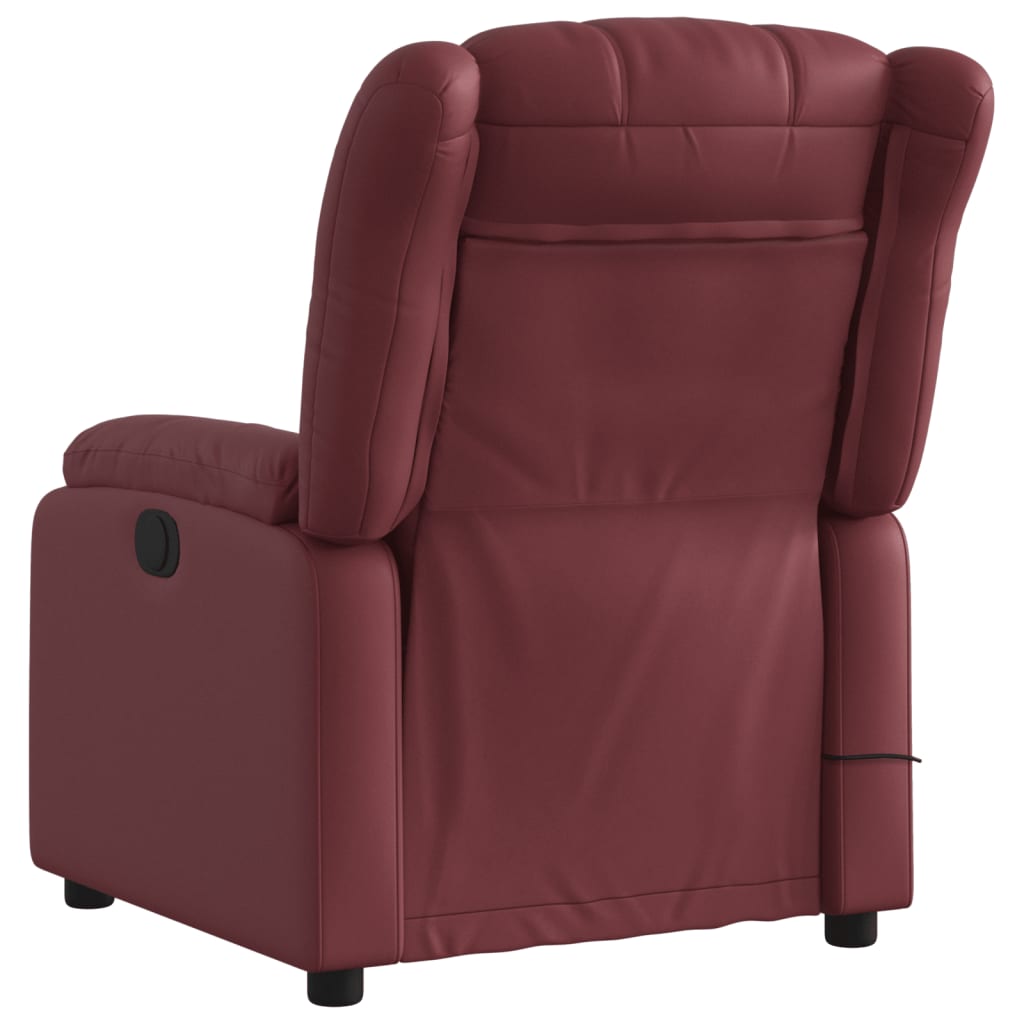 Poltrona massagens reclin. elétrica couro artif. vermelho-tinto