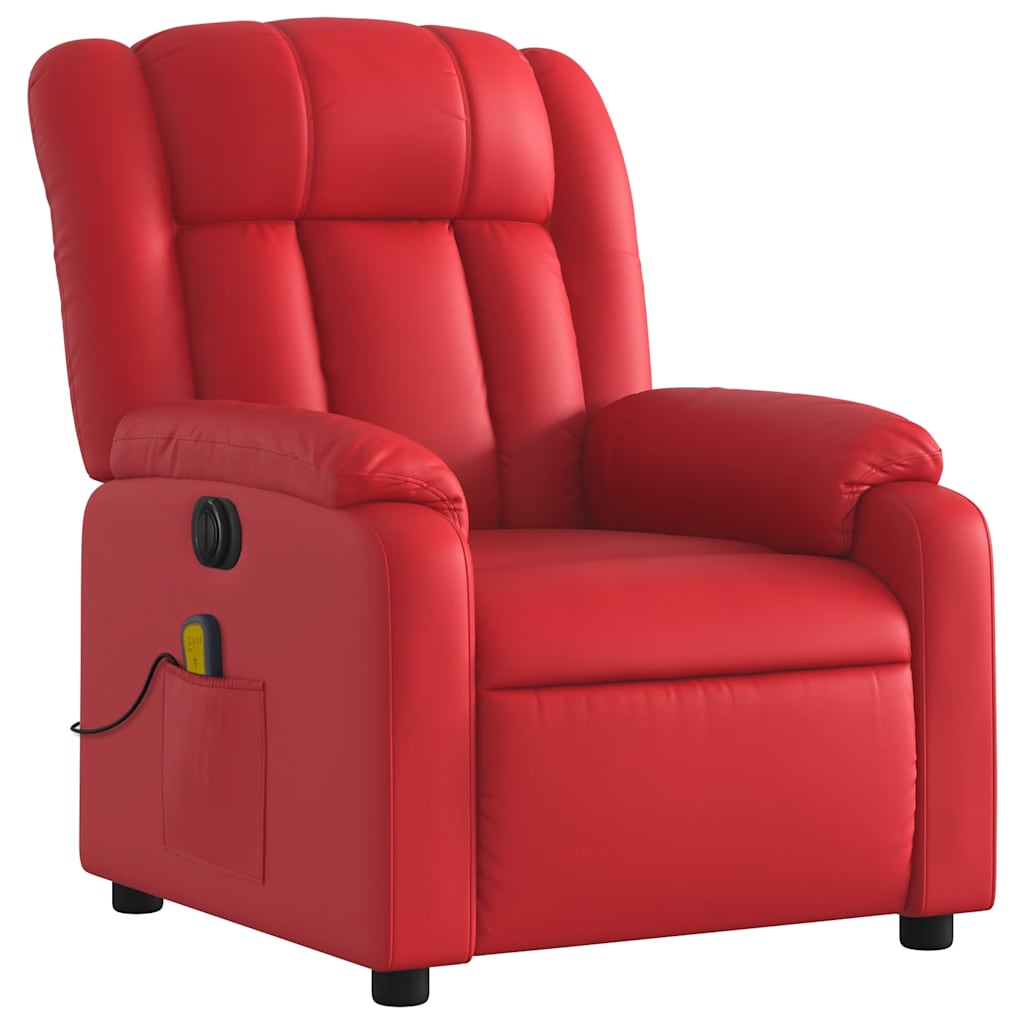 Poltrona massagens reclinável elétrica couro artif. vermelho