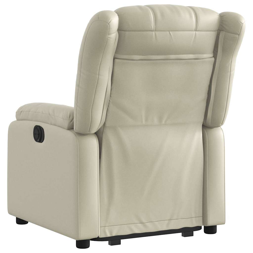 Poltrona reclinável elevatória couro artificial cor creme