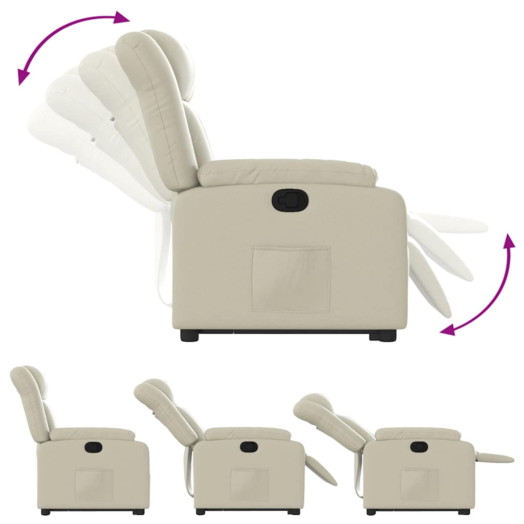 Poltrona reclinável elevatória couro artificial cor creme