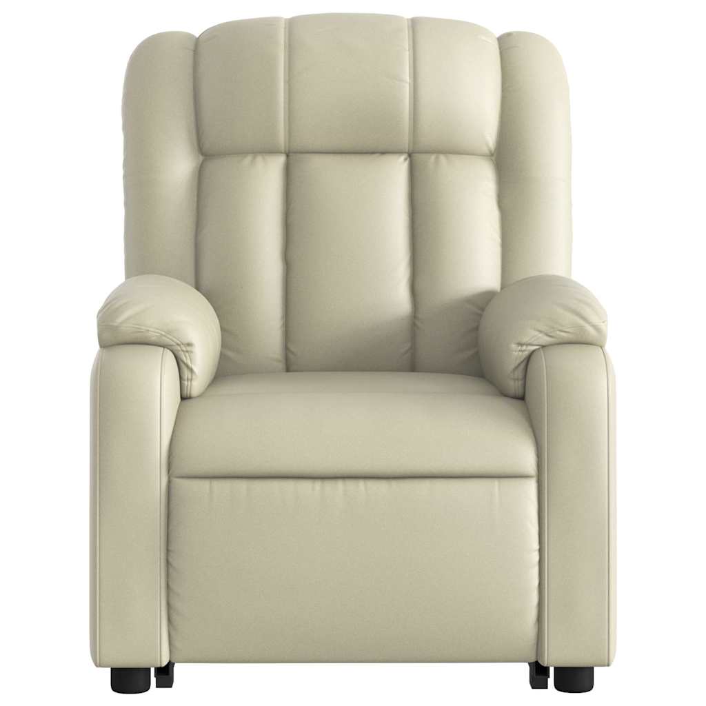 Poltrona reclinável elevatória couro artificial cor creme
