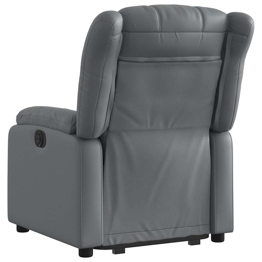 Poltrona reclinável elevatória couro artificial cinzento