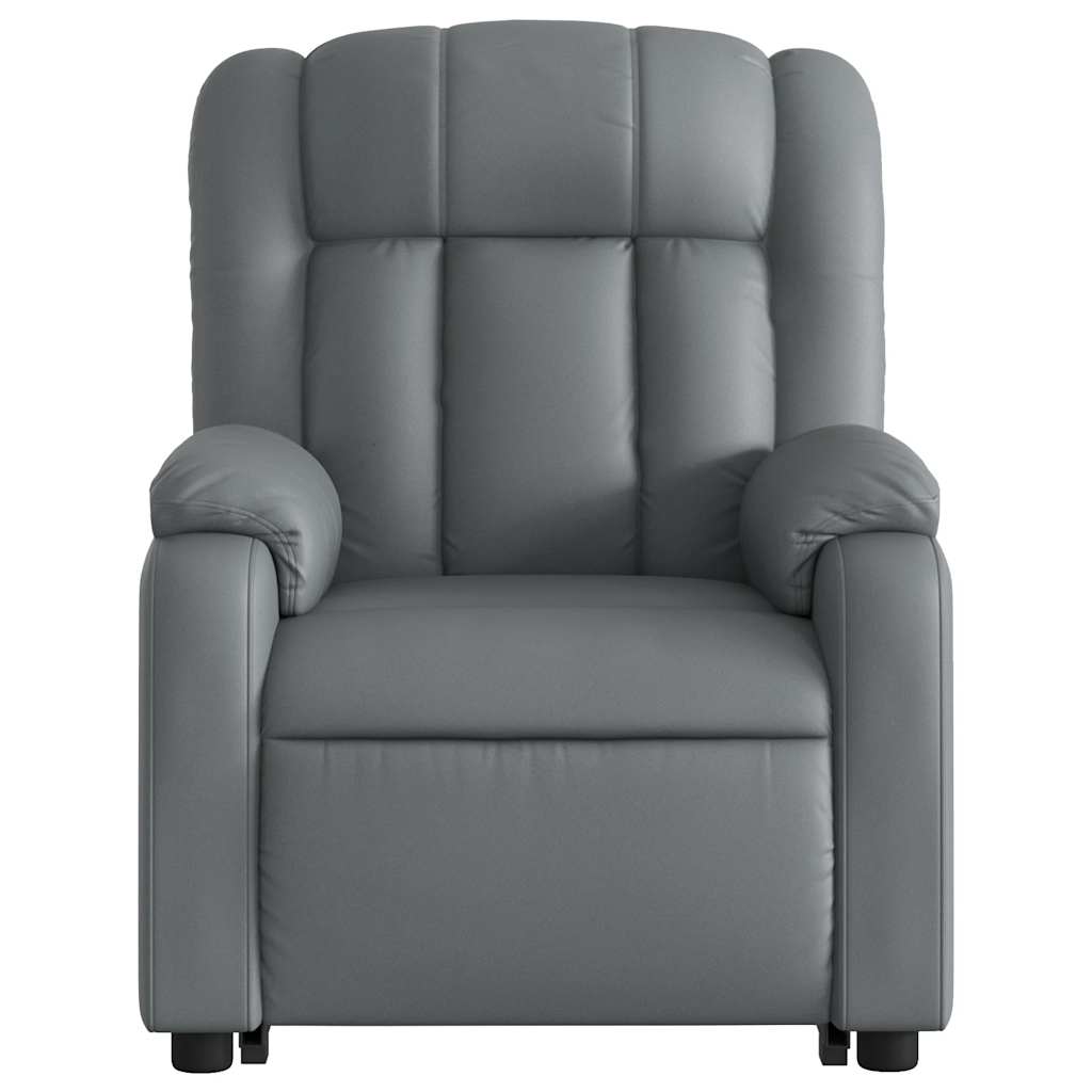 Poltrona reclinável elevatória couro artificial cinzento