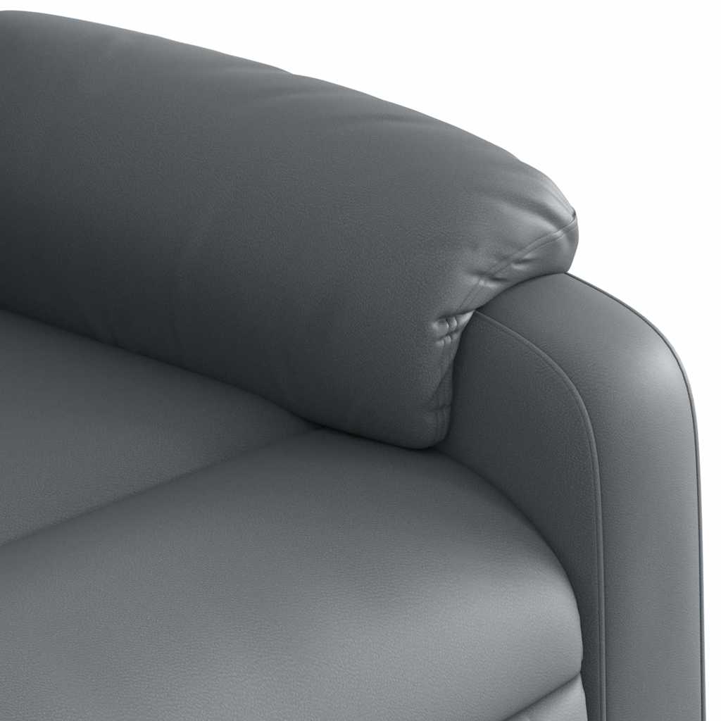 Poltrona reclinável elevatória couro artificial cinzento