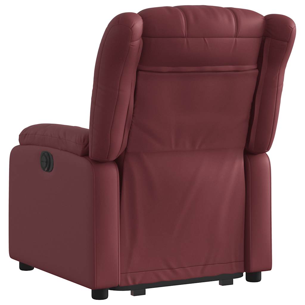 Poltrona reclinável elevatória couro artificial vermelho tinto