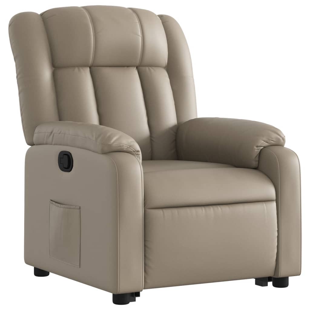 Poltrona reclinável elevatória couro artificial cor cappuccino
