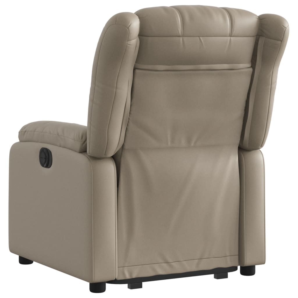 Poltrona reclinável elevatória couro artificial cor cappuccino