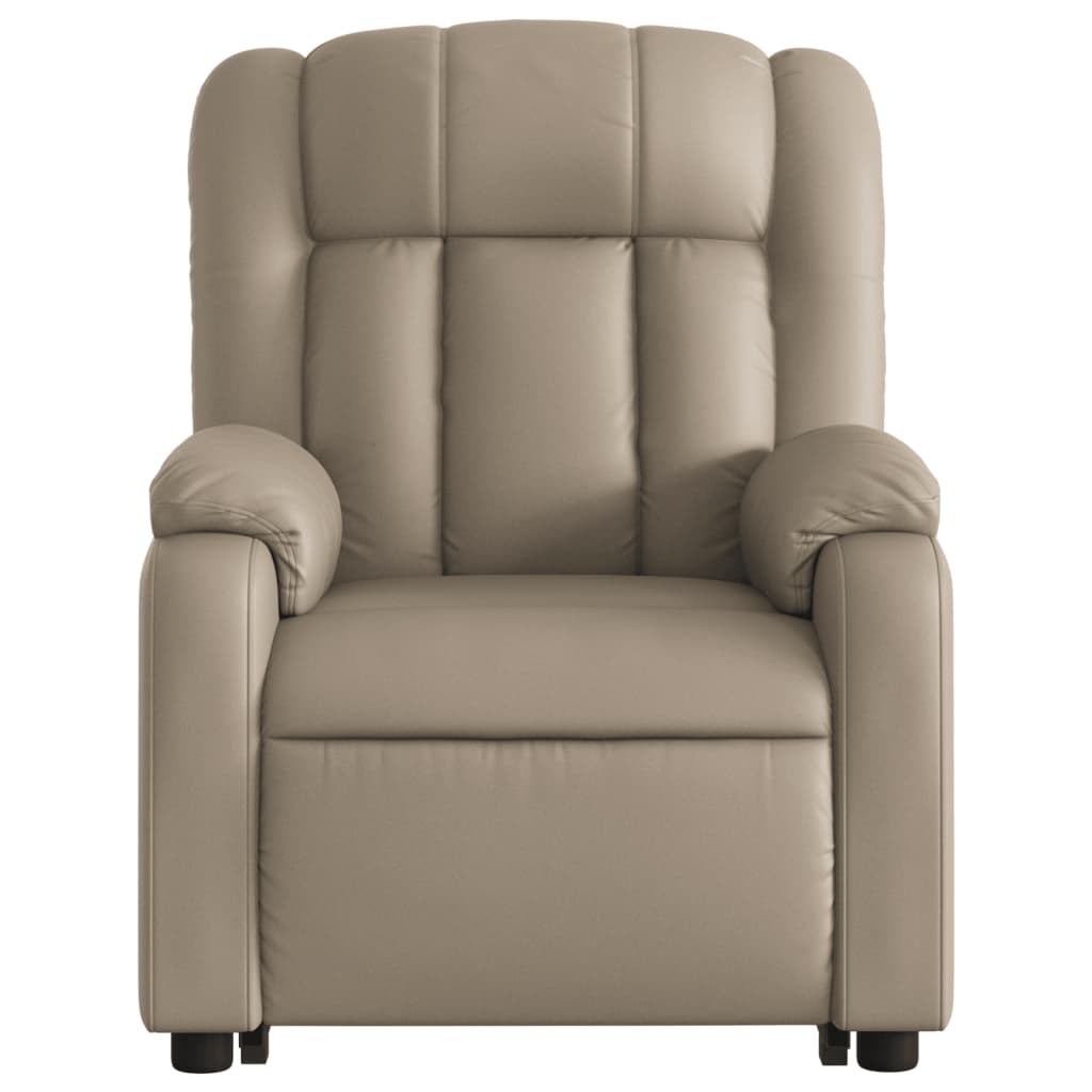 Poltrona reclinável elevatória couro artificial cor cappuccino