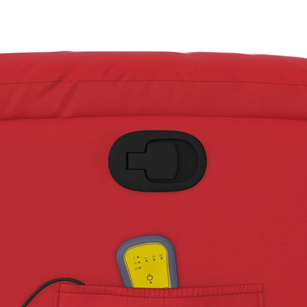 Poltrona massagens reclinável elevatória couro artif. vermelho